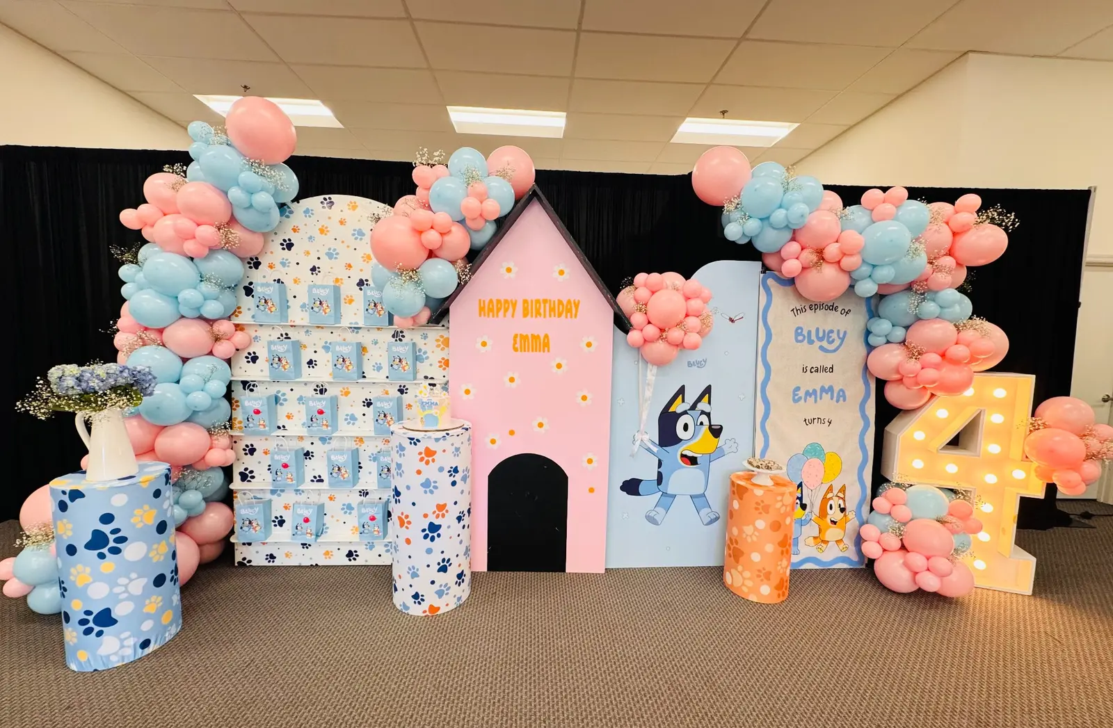 Four marquee number with birthday decor