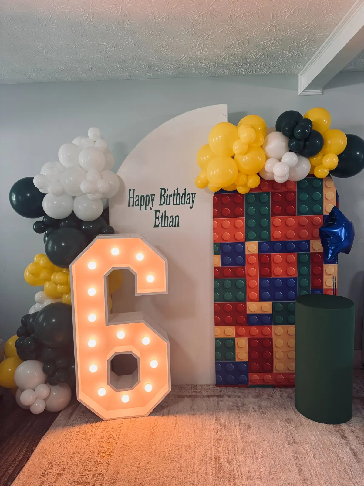 Six marquee number at a birthday party